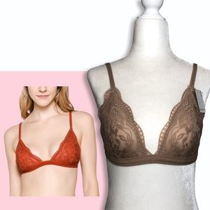 ANEMONE Nude floral lace triangle bralette
